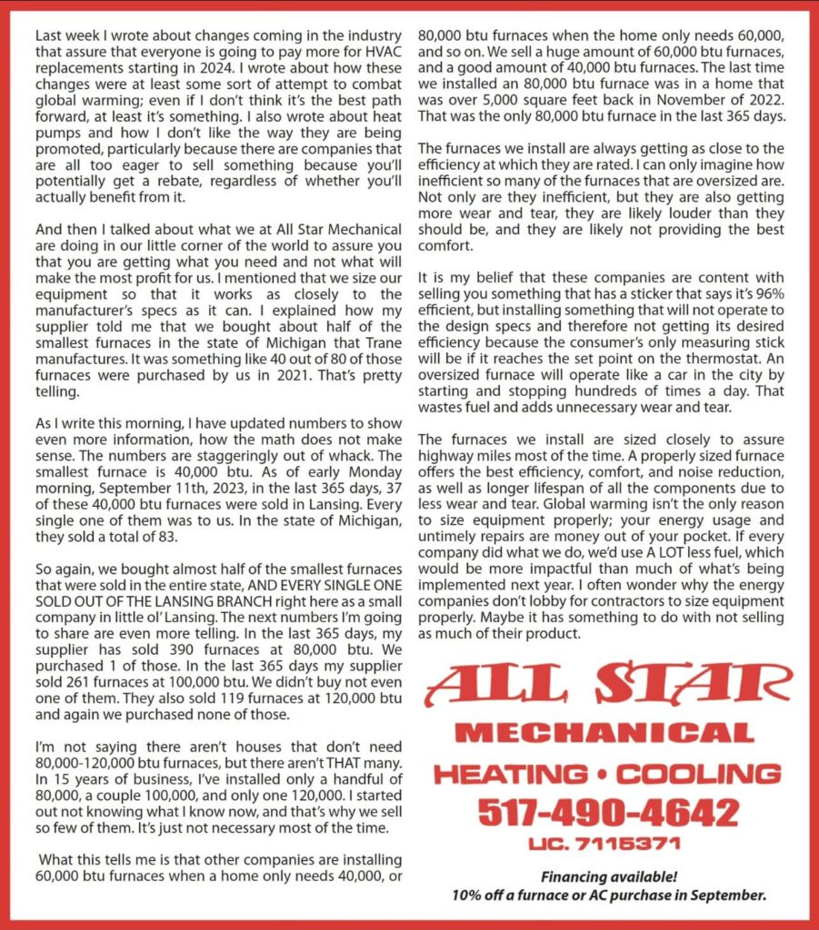 HVAC Furnace And A C Replacements Are Going To Cost More In 2024 Here   City Pulse September 13 Changes Coming To HVAC 901x1024 